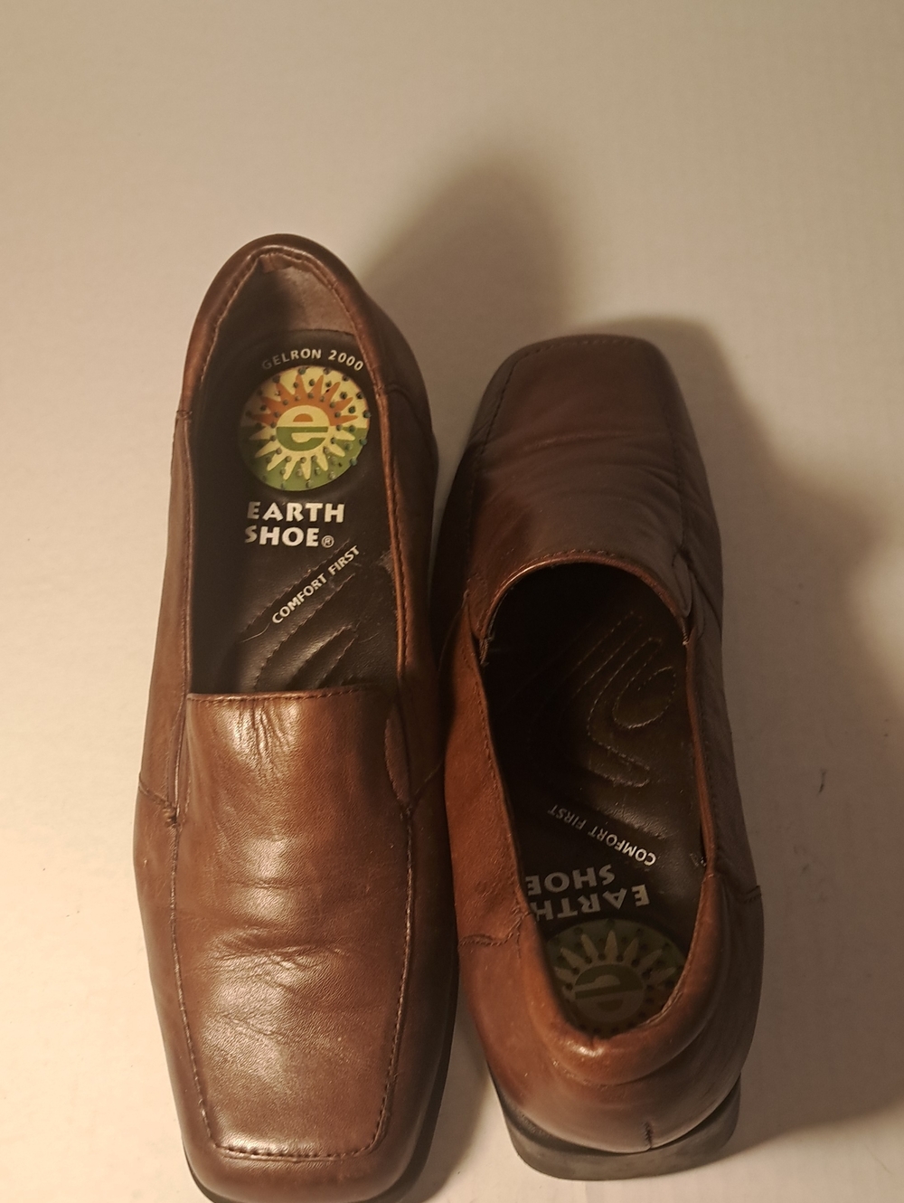 Womens Brown Leather Slip-On Loafers